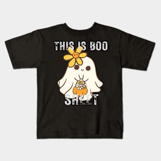 This Is Boo Sheet Ghost Retro Halloween Costume Kids T-Shirt